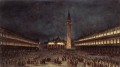 サンマルコ広場の夜の行列 ベネチアンスクール フランチェスコ・グアルディ